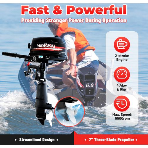 Außenbordermotor 2 Takt Bootmotor 6PS Außenborder Benzinmotor Wassergekühlt Kurzschaft Aussenbordmotor für Schlauchboote Fischerboote