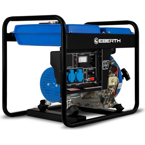 EBERTH 2000 Watt Notstromaggregat Diesel, Stromerzeuger Stromaggregat mit 3,8 PS Dieselmotor, 4-Takt, 2x 230V, 1x 12V, Automatischer Voltregler AVR
