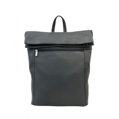 6073 Cinino Lederrucksack Kurierrucksack Dunkel Grau
