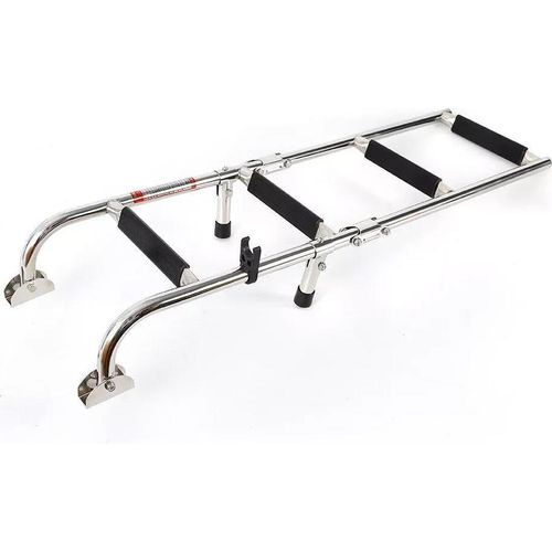 Bootsleiter - Klappbare Badeleiter - 2+2 Stufen - Edelstahl - Silber