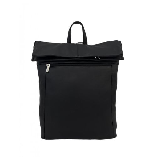 6073 Cinino Lederrucksack Kurierrucksack Schwarz