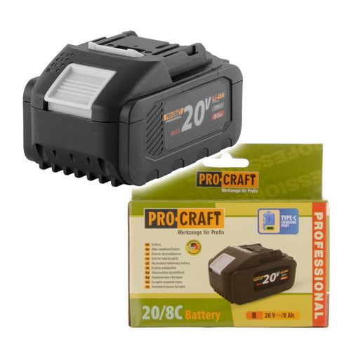 Procraft 20/8C Akku 20 V 8,0 Ah / 8000 mAh Li-ion mit Ladestandsanzeige