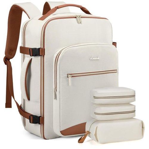 Wasserdichter Reisetravel Rucksack, 40L, Beige, Laptopfach, Reise- und Geschäftsreise
