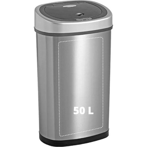 Famanu Abfalleimer 50 Liter - Sensoröffnung - Silber