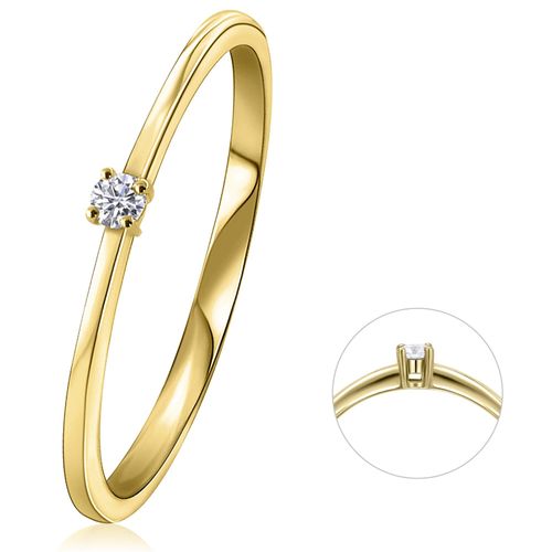 Diamantring ONE ELEMENT "0,03 ct Diamant Brillant Ring aus 585 Gelbgold" Gr. 58, gold, Fingerringe, Damen, 58, 0,03 mit Diamant, Diamanten Gelbgold 585 Gold, Diamanten, Gelbgold 585, Gold, Diamantring