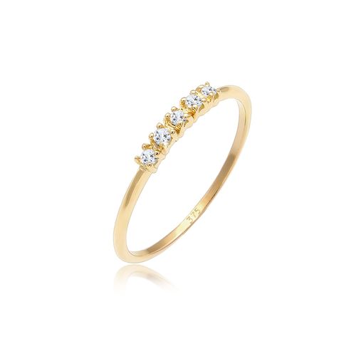 Verlobungsring ELLI PREMIUM "Verlobungsring Topas Weiß 375 Gelbgold" Gr. 52, gold, Fingerringe, Damen, 52mm, Gelbgold 375, 1mm, Verlobungsring