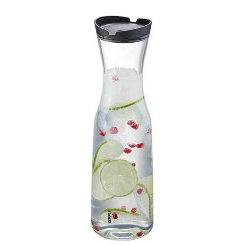 Karaffe GEFU "SMARTLINE", transparent, H:31,3cm Ø:9,2cm, ABS-Kunststoff, Borosilikatglas, Silikon, Karaffen, Karaffe, mundgeblasenes Borosilikatglas, aromasicherer Deckel