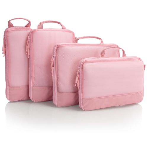 Kofferorganizer HEYS "Ecotex Compression Packing Cube", Damen, Gr. B/H/T: 35,6cm x 29,2cm x 12,7cm, pink (pink sand), Nylon, unifarben, Taschen Kofferorganizer, komprimierbare Packwürfel, Packtaschen, Organizer für Koffer