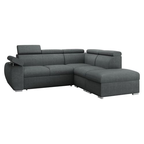 MIRJAN24 Ecksofa Boston 2RR1P, Eckcouch mit zwei Bettkästen und Schlaffunktion, Verchromte Metallfüße, Einstellbare Kopfstützen (Farbe: Flow 21, Seite: Rechts 2R+R+1P(65)+PUFAP)