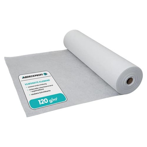 Abdeckvlies selbstklebend – 120 g/m² ab 1 Palettenabnahme -1m x 10m Palettenabnahme 75 Rolle (750m²) , Renovierungsvlies, Malervlies, Abdeckvlies selbsthaftend, Treppenvlies