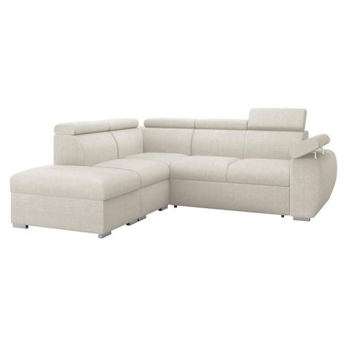 MIRJAN24 Ecksofa Boston 2RR1P, Eckcouch mit zwei Bettkästen und Schlaffunktion, Verchromte Metallfüße, Einstellbare Kopfstützen (Farbe: Flow 06, Seite: Links PUFAP+R+1P(65)+2R)