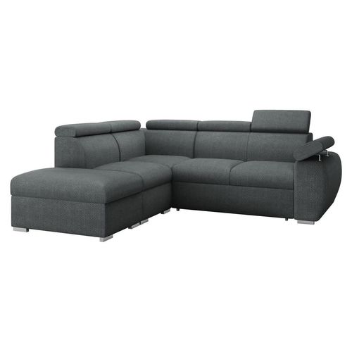 MIRJAN24 Ecksofa Boston 2RR1P, Eckcouch mit zwei Bettkästen und Schlaffunktion, Verchromte Metallfüße, Einstellbare Kopfstützen (Farbe: Flow 21, Seite: Links PUFAP+R+1P(65)+2R)