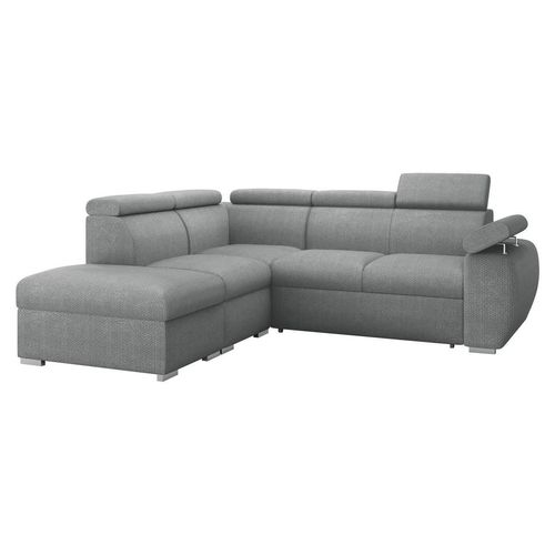 MIRJAN24 Ecksofa Boston 2RR1P, Eckcouch mit zwei Bettkästen und Schlaffunktion, Verchromte Metallfüße, Einstellbare Kopfstützen (Farbe: Flow 17, Seite: Links PUFAP+R+1P(65)+2R)
