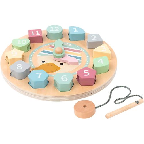 Lernspielzeug STERNTALER "Edda Lernuhr Fädelspiel", bunt, Lernspielzeug, KinderØ:22cm, Holz, Ø:22cm