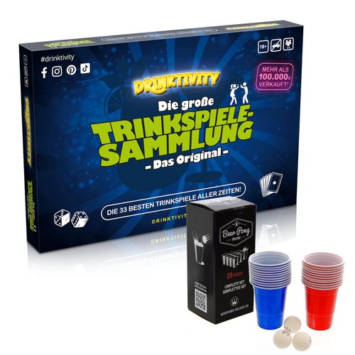 Party BUNDLE Trinkspiel Sammlung Drinktivity mit Beerpong Set für ab 18 Jahren
