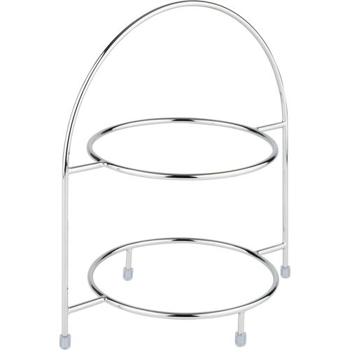 Servier-Set APS "Serviergestell", grau (chromfarben), B:29cm H:30cm L:19,5cm, Metall, Servierplatten, Etagere, für 2 Teller, 2-stufig