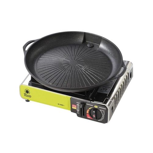 Meva Grill grate and grill pan for a gas camping stove