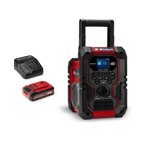 Baustellenradio EINHELL "Akku-Radio TE-CR 18 Li (1x 4,0 Ah PLUS)", schwarz, rot, B:24,5cm H:26,8cm T:17,6cm, Radios, Inkl. Akku und Ladegerät