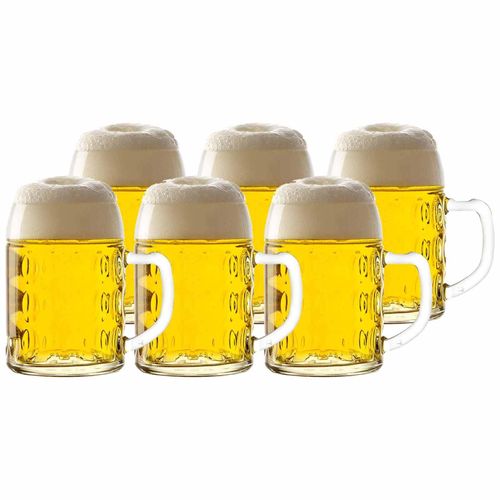 Bierkrug STÖLZLE "Bierkrüge Kaiser 0,5 Liter 6er Set transparent", bunt (transparent), Glas, Trinkgefäße