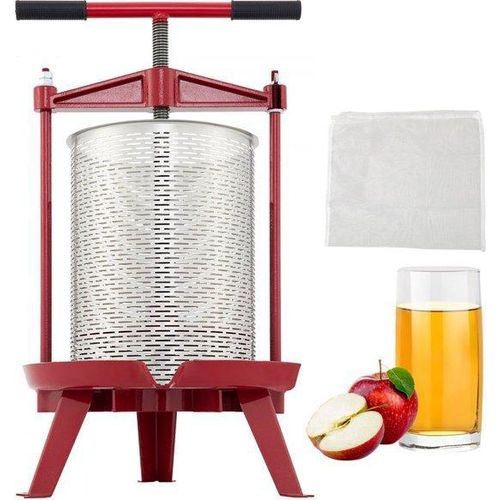 Manuelle Fruchtpresse 14L Edelstahl Rot