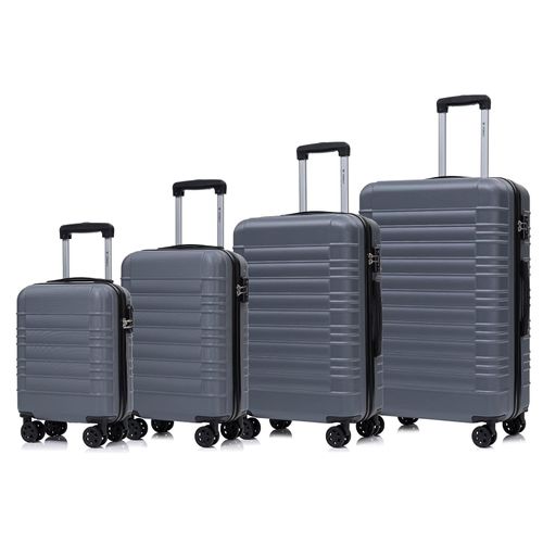 yonsly Premium Reisekoffer TSA-Schloss,YKK-Reißverschluss Hartschalen-Koffer Kabinenkoffer Rollkoffer Suitcase Handgepäck (Grau, S-M-L-XL-Set)