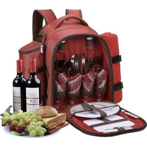 Picknickrucksack 4 Personen, Isolierbox, Servietten, Decke