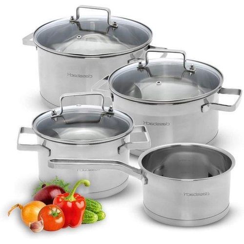 Edelstahltopf-Set, 7-teilig, spülmaschinenfest, für alle Herde