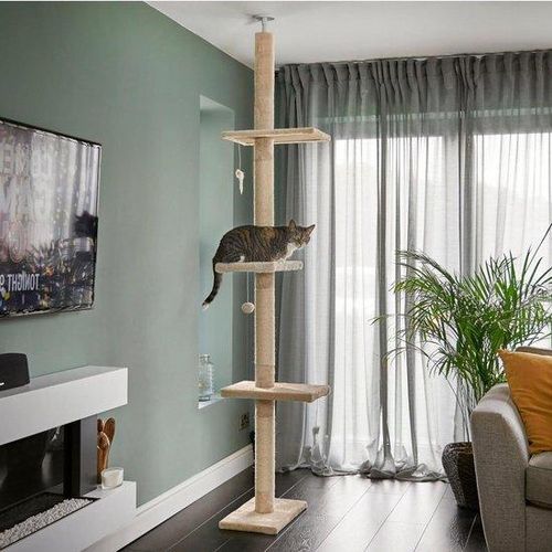 Katzenbaum 240-288cm Beige mit 3 Plattformen