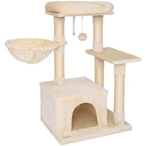 Hoher Kratzpfahl für Katzen mit Spielball und Komfortzone