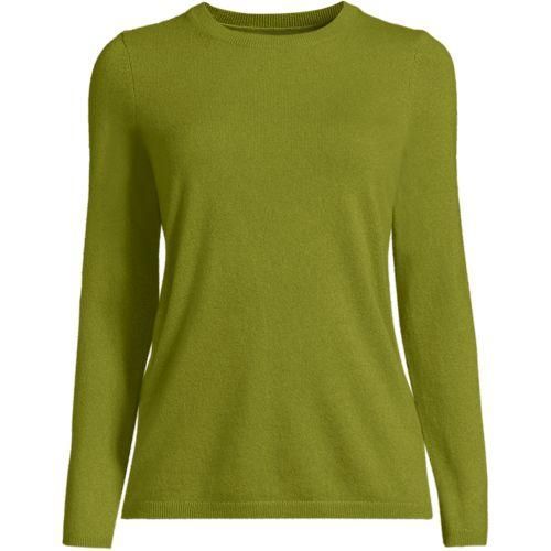 Kaschmir-Pullover mit rundem Ausschnitt, Damen,  Grün, Kaschmir, by Lands' End