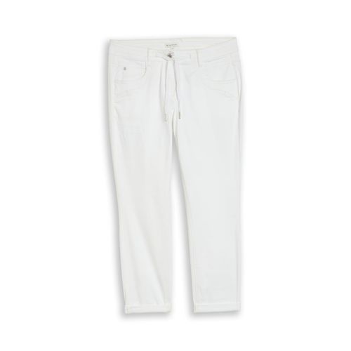 TOM TAILOR Damen Tapered Relaxed Hose, weiß, Uni, Gr. 46/28