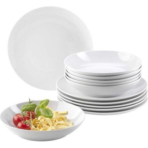 Tellerset für 6 Personen – Porzellangeschirr – 12-teiliges Tellerset für 6 Personen