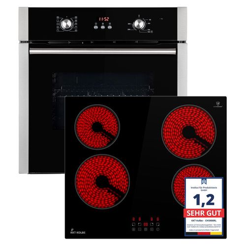 Autarkes Herdset: 60cm Einbaubackofen BO8805SS + 59cm Glaskeramik-Kochfeld CH5900RL | Grill | Heißluft | Automatik-Timer | 2-fach Wärmeschutzverglasung | Kindersicherung | SET8805CH5900RL