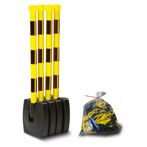 Moravia Kettenständer Set klappbar schwarz/gelb 4 Pfosten 50 x 900 mm + 10 m Kette 4 Stk.