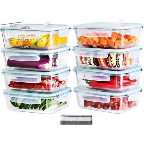 Essenboxen 8x1040ml Borosilicatglas mikrowellengeeignet