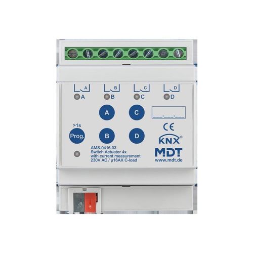 MDT technologies Schaltaktor 4-fach, 4TE REG, 16 A, 230 V AC AMS-0416.03 (AMS-0416.03)