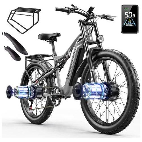 Shengmilo S600 Double Motor Electric Mountainbike, 48 V 17,5 AH -Batterie, 7 -Geschwindigkeitsöl -Brems -Ebike, Dual -Stoßrad Fahrrad, drei Fahrmodi