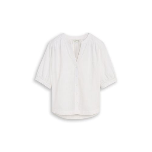 TOM TAILOR Damen Bluse aus Baumwolle, weiß, Uni, Gr. 36