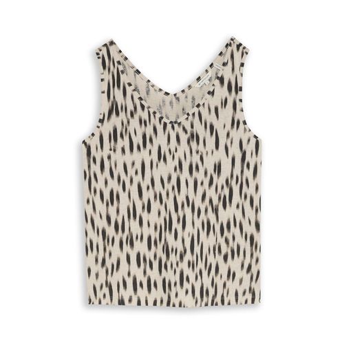 TOM TAILOR Damen Top mit Leinenanteil, beige, Gemustert, Gr. S