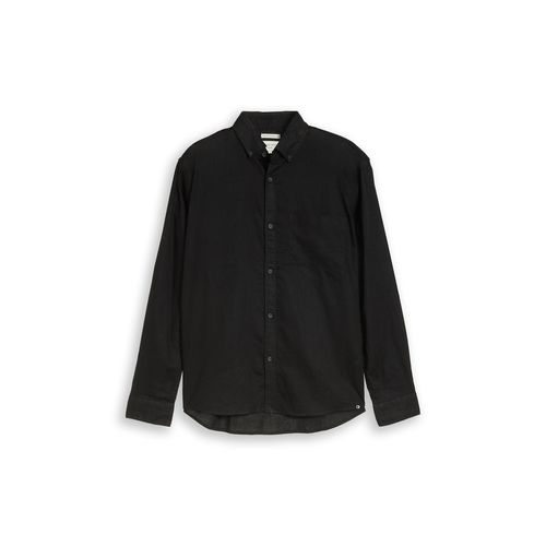 TOM TAILOR DENIM Herren Relaxed Fit Hemd mit Leinenanteil, bunt, Uni, Gr. XL