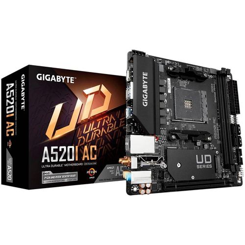 GIGABYTE Mainboard "A520I AC", schwarz, B:17cm H:3,5cm T:17cm, Mainboards