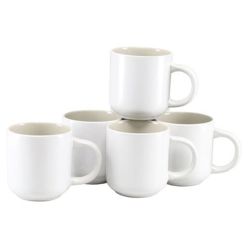 Becher "Tassen-Set Nayela", vanilla weiß, H:10cm Ø:9cm, Steinzeug, LEGER HOME BY LENA GERCKE, Trinkgefäße, Becher, spülmaschinengeeignet, mikrowellengeeignet, modern