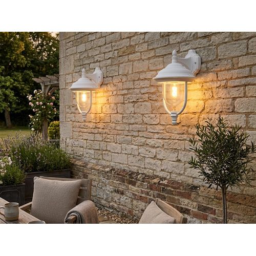 2er-Set Außenwandleuchte Wandleuchten PARMA Aluminium weiß E27 IP43