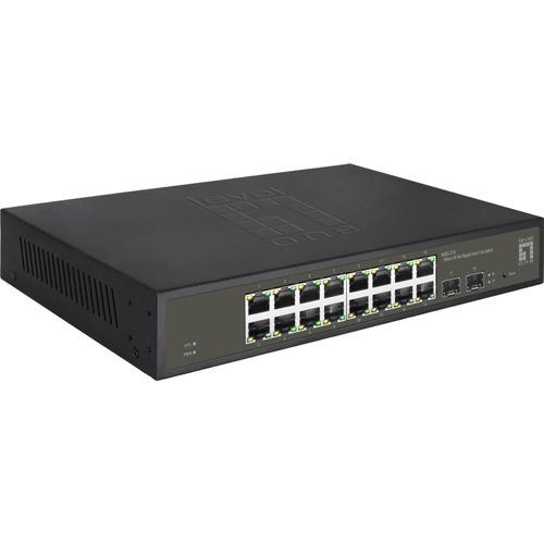 LevelOne Hilbert 18-Port Gigabit Smart Lite Switch - 16 x Gigabit RJ45 - 2 x Gigabit SFP - Managed - L2 - Gigabit Ethernet (10/100/1000) - Rack-Einbau