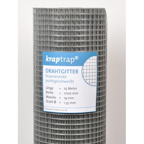 KrapTrap® Volierendraht Drahtgitter I Käfigdraht Schweißgitter I 19x19mm 1 x 25m I 1,35mm stark Drahtzaun Maschendraht