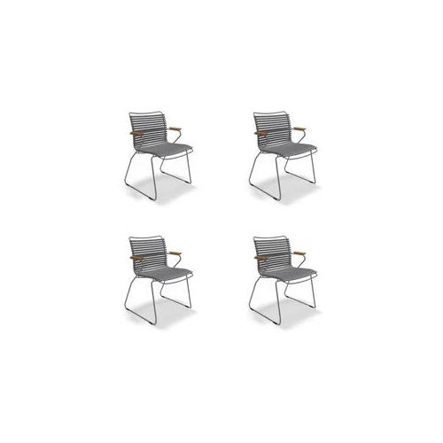 Houe CLICK Dining Chair mit Bambusarmlehnen 4er Set Dark Grey