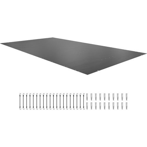 Pool Safety Cover, 11.5x19.6 ft In-ground Pool Cover, Charcoal PVC Pool Covers, Rectangular Safety Pool Cover In-ground Cover Solid Safety Pool Cover for Swimming Pool Winter Protection Cover