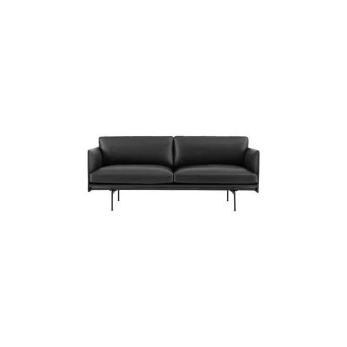 Muuto Outline Sofa 2-Sitzer, refine leder schwarz / schwarz