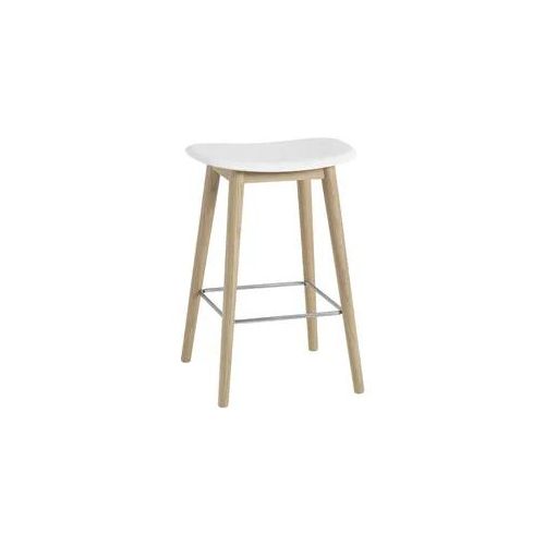 Muuto Fiber Barhocker ohne Rückenlehne, wood base, höhe 65 cm, natural white / eiche