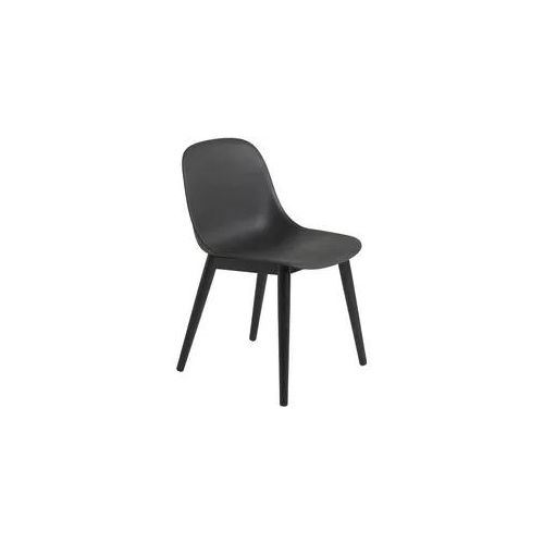 Muuto Fiber Side Chair, wood base, schwarz / schwarz